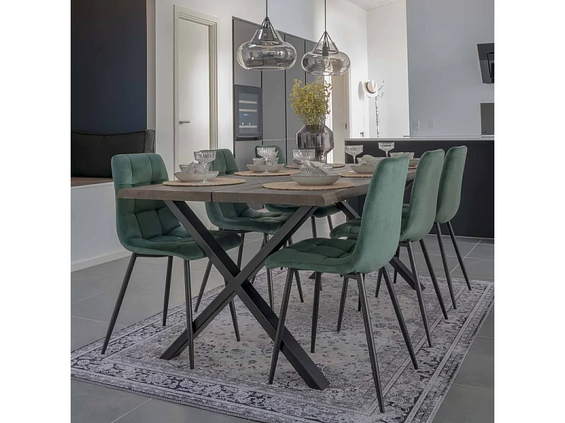 SVIN-Set di 2 sedie in velluto verde