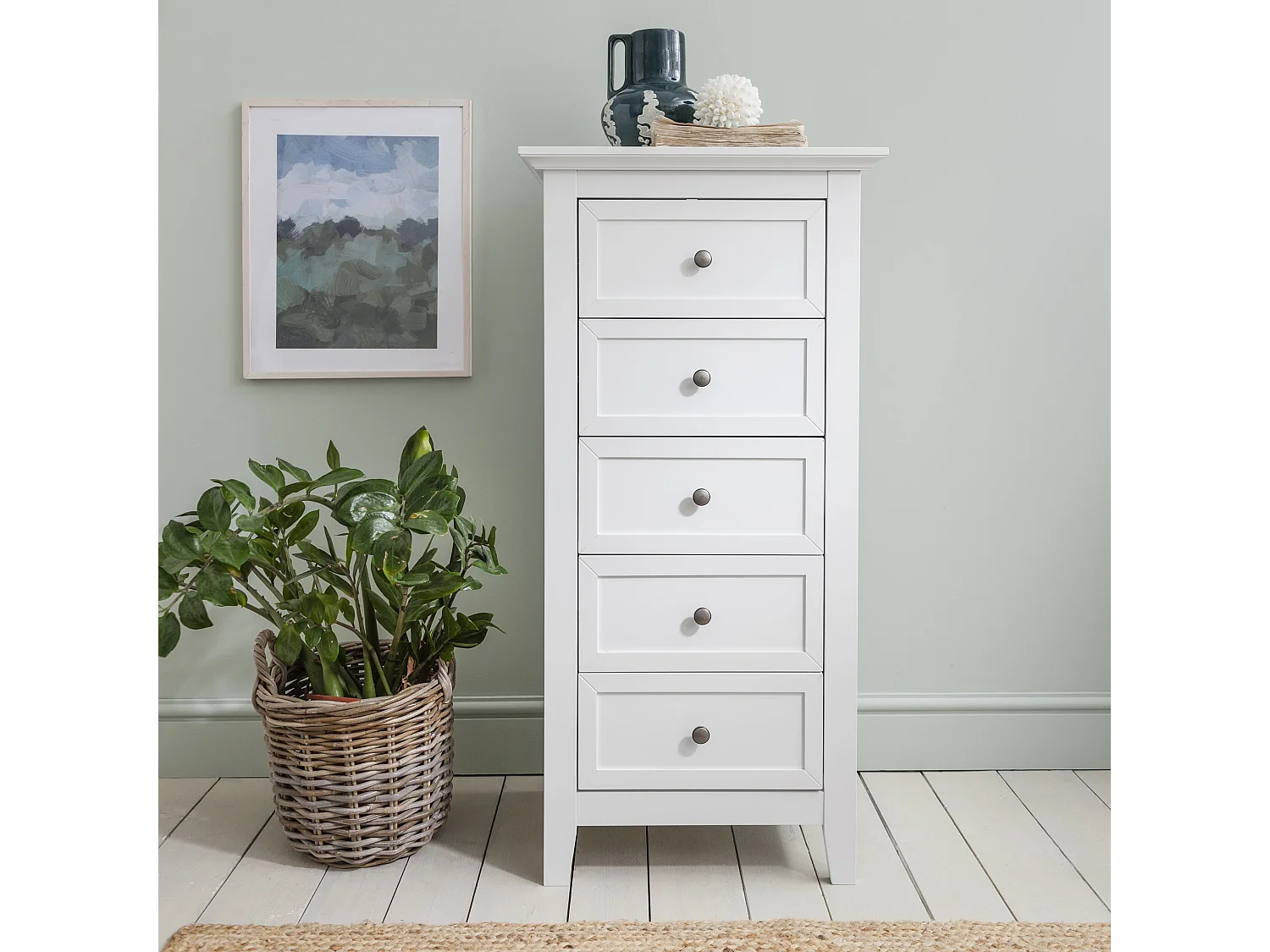 Noa & Nani Karlstad Chest of Drawers 5 Drawer Tall in White
