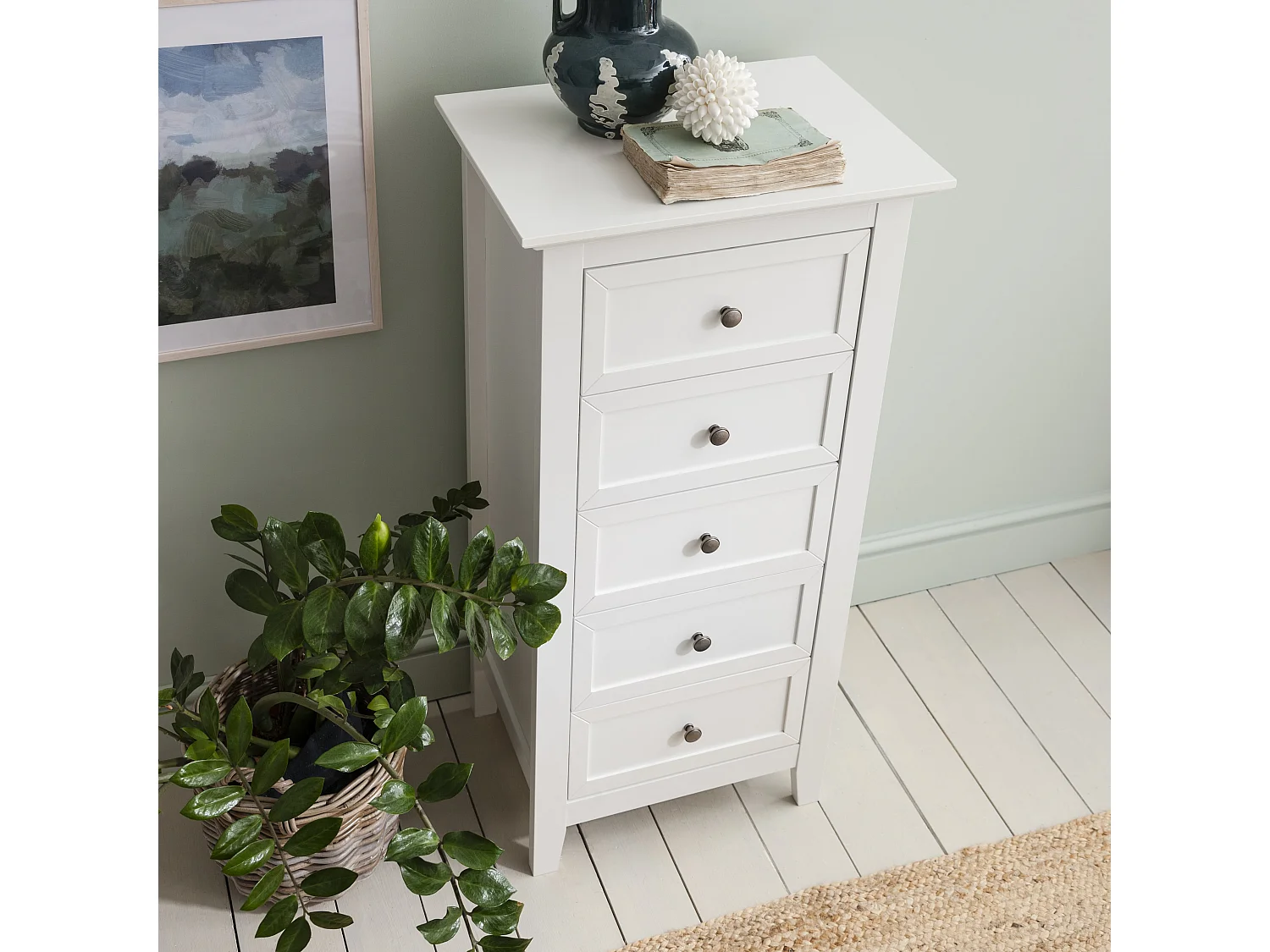 Noa & Nani Karlstad Chest of Drawers 5 Drawer Tall in White