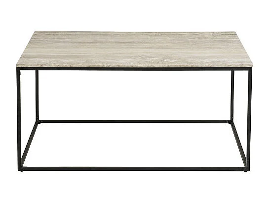 CHIC- Table basse décor travertin et métal 90x60 cm