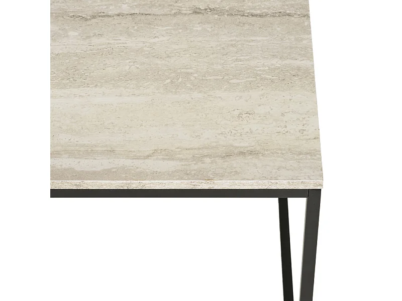 CHIC- Table basse décor travertin et métal 90x60 cm