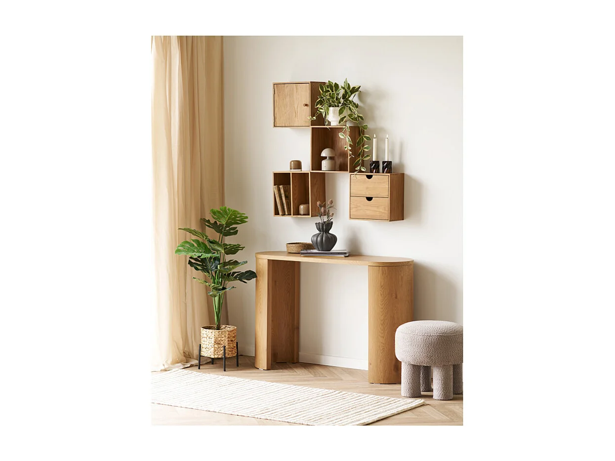 RIIS-Consola de madera natural de 114 cm