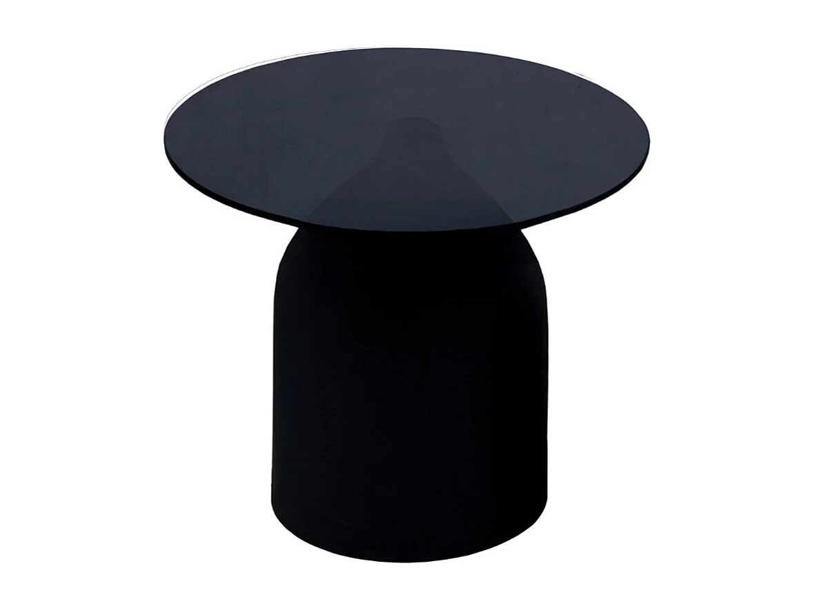 MIRO-Mesa de centro D50 cm cristal negro y acero lacado