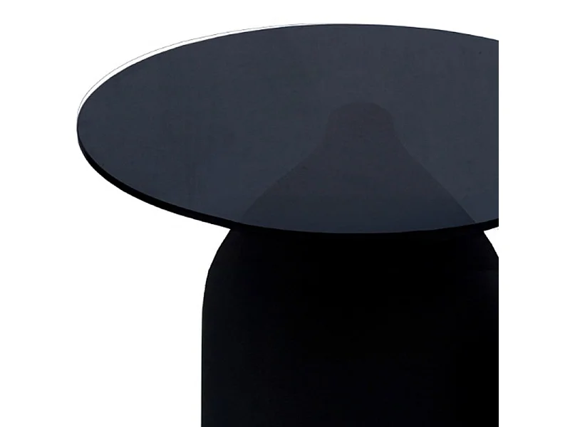 MIRO-Mesa de centro D50 cm cristal negro y acero lacado