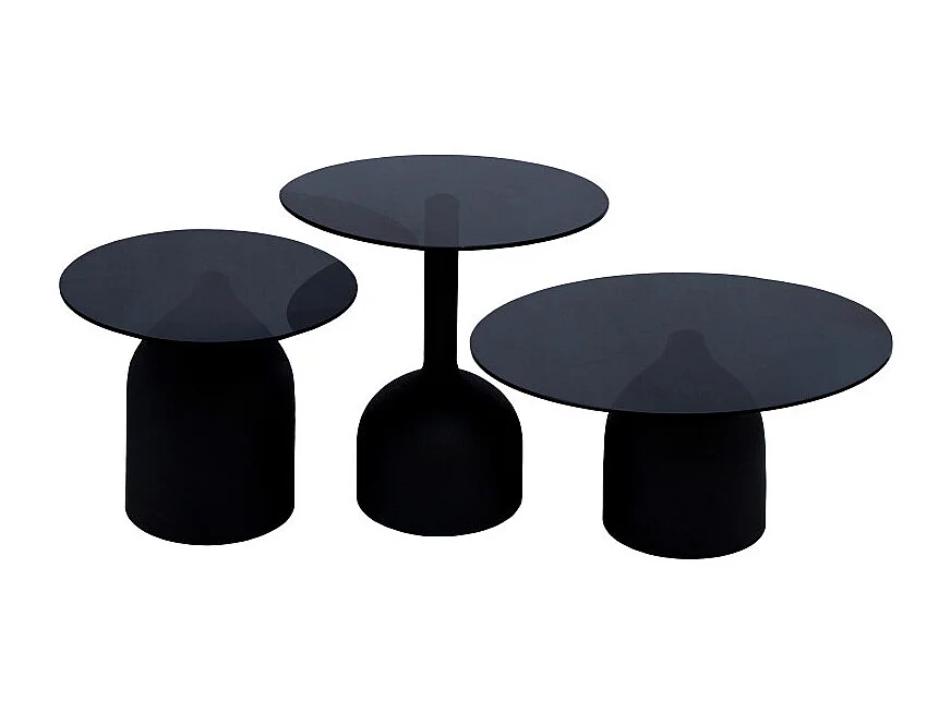 MIRO-Mesa de centro D50 cm cristal negro y acero lacado