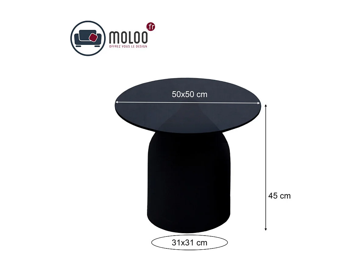 MIRO-Mesa de centro D50 cm cristal negro y acero lacado