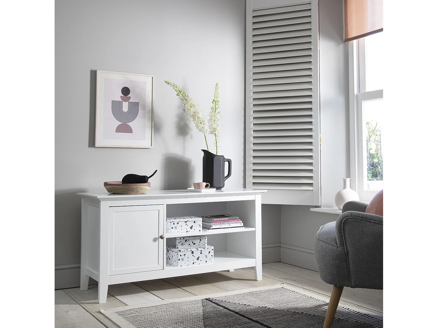 Noa & Nani Karlstad Low Sideboard with Storage in White