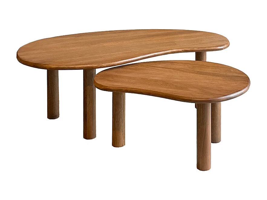 NUBIS-Set de 2 Tables basses gigognes en bois massif