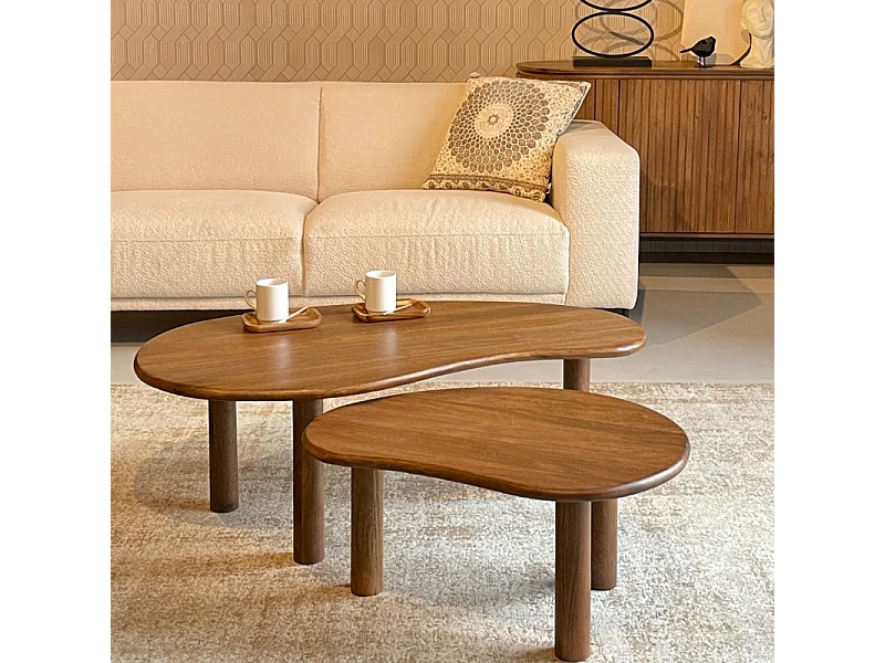 NUBIS-Set de 2 Tables basses gigognes en bois massif