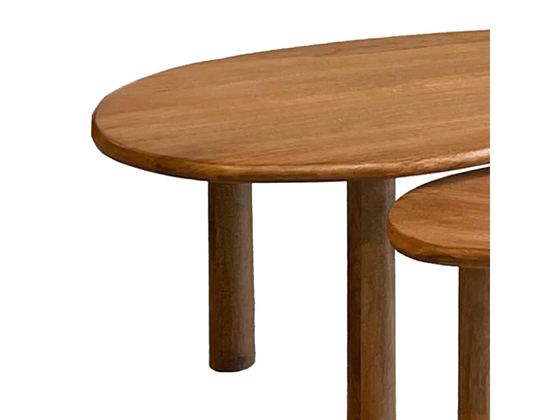 NUBIS-Set de 2 Tables basses gigognes en bois massif