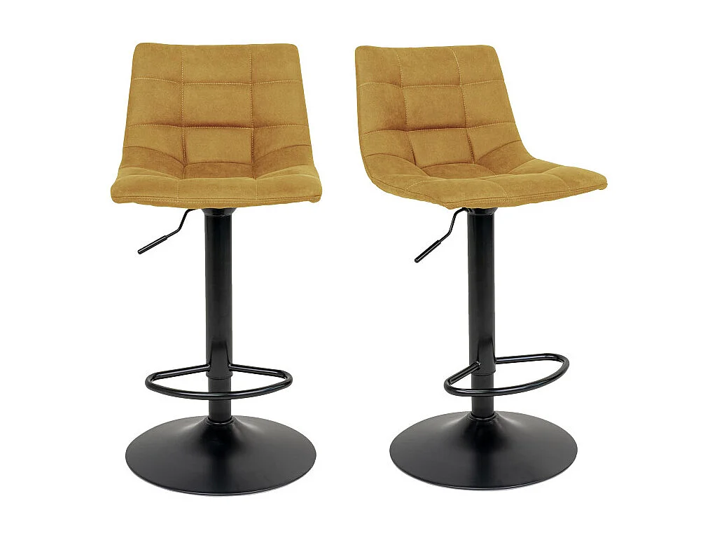 SVIN- Tabouret de bar pivotant 360° velours moutarde (x2)