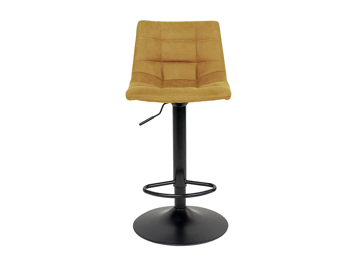 SVIN- Tabouret de bar pivotant 360° velours moutarde (x2)