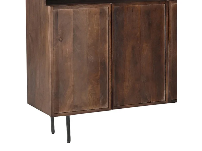 Aparador alto de 4 puertas en madera maciza marrón