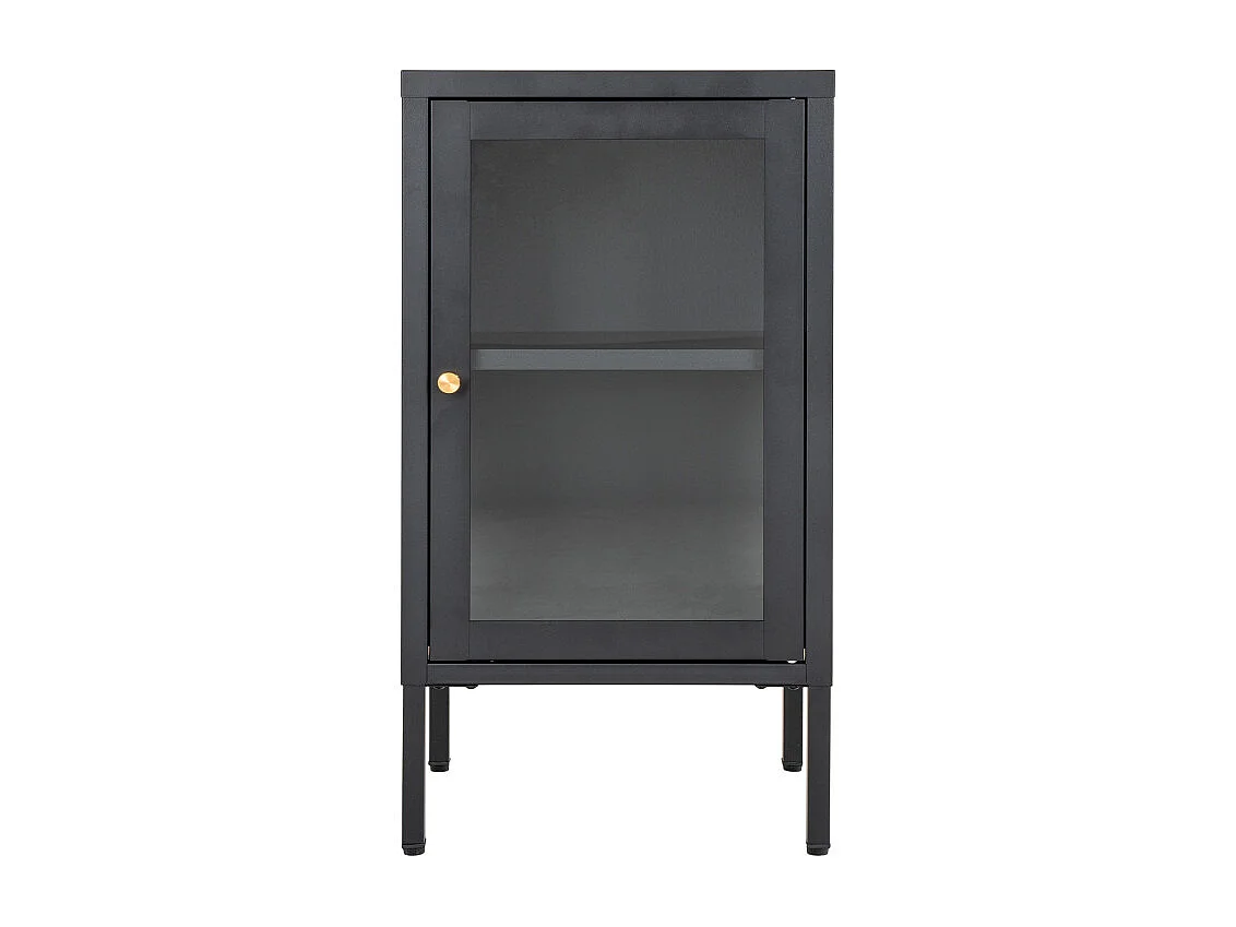 CITY-Rangement 1 porte vitrée métal noir 38x70 cm