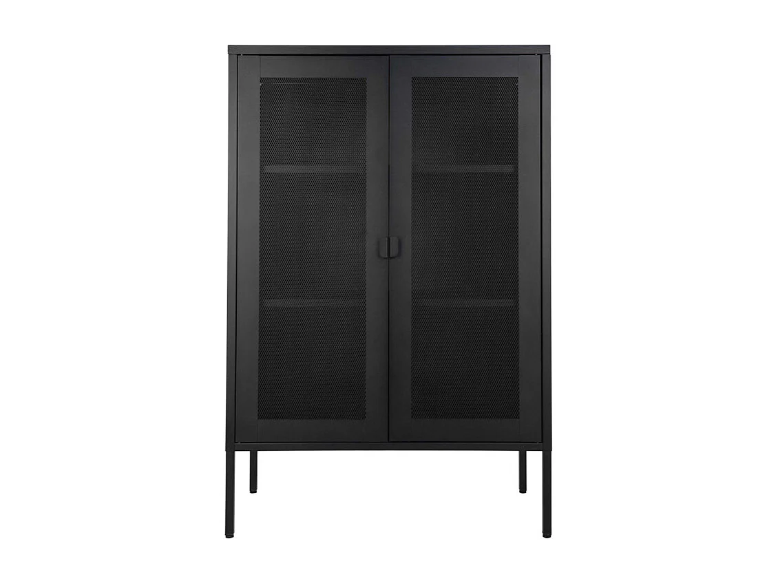 STAK-Mueble de almacenaje 2 puertas de malla metálica negra 80x120cm