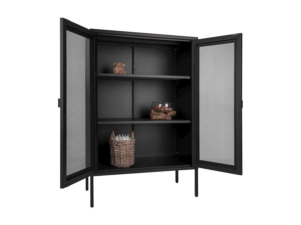 STAK-Mueble de almacenaje 2 puertas de malla metálica negra 80x120cm