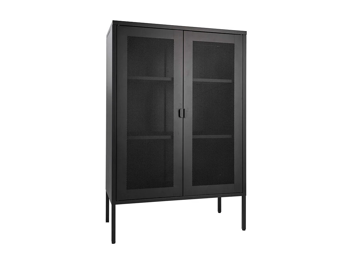 STAK-Mueble de almacenaje 2 puertas de malla metálica negra 80x120cm