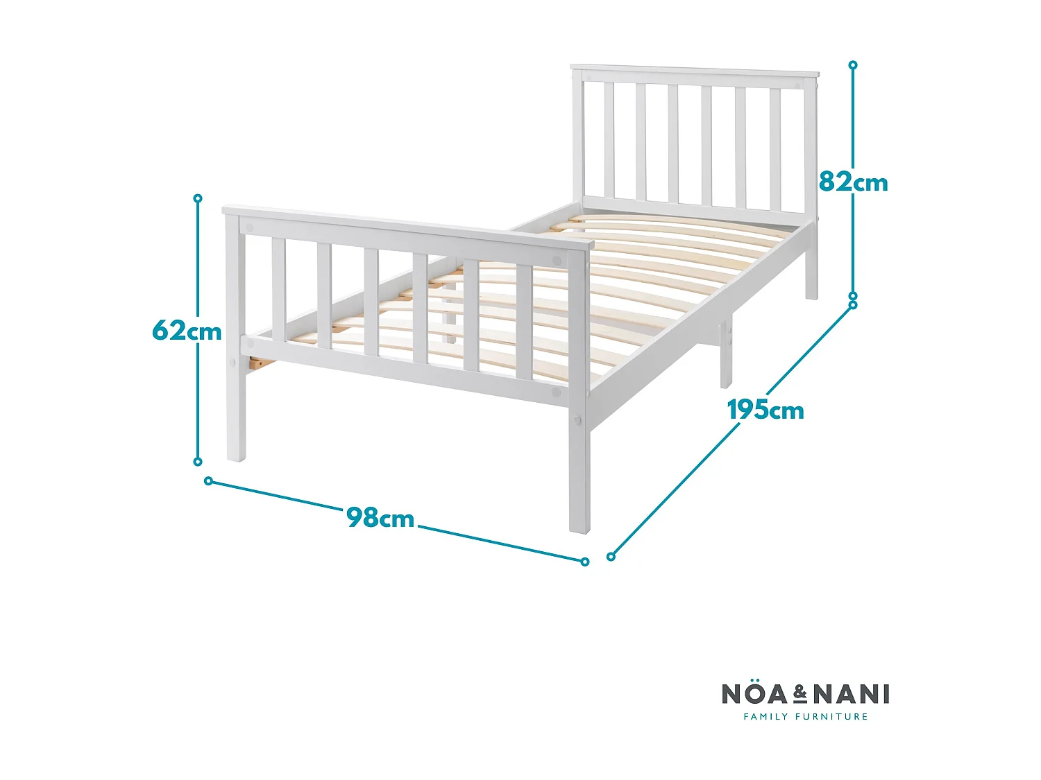 Noa & Nani Otis Single Bed 3ft Frame in White