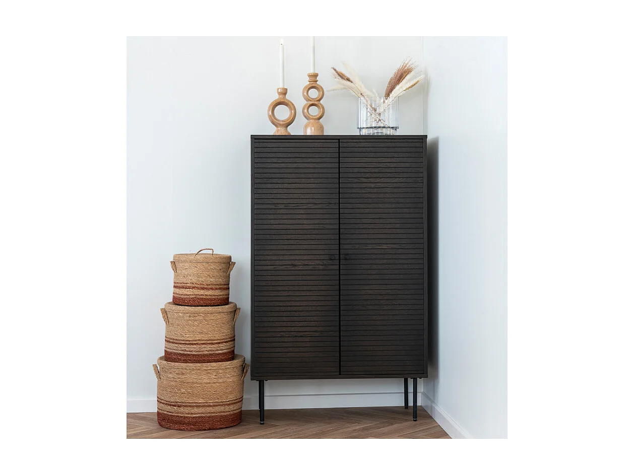 LOGIA-Aparador alto en roble ahumado 80x130 cm