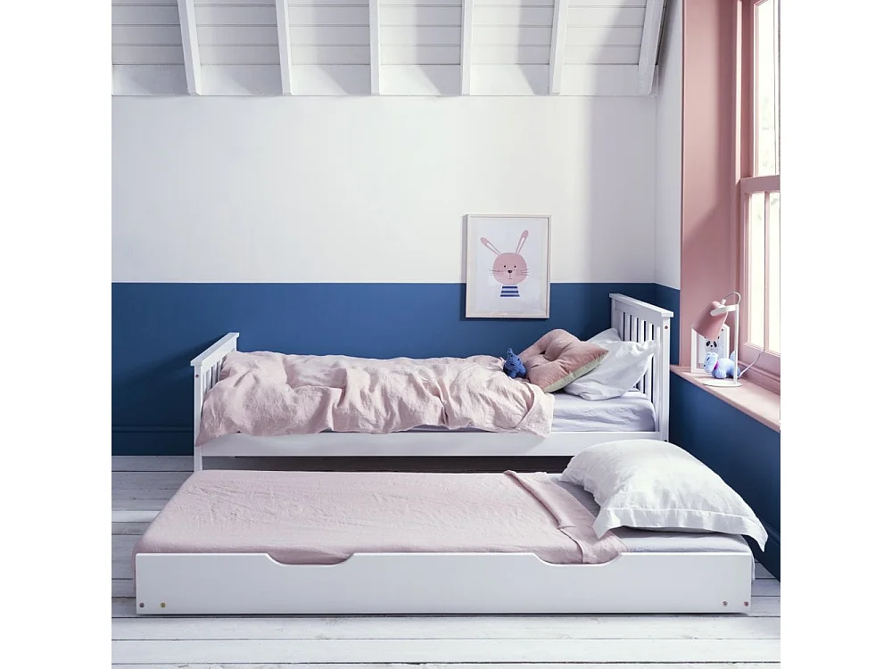 Noa & Nani Dorset Single Bed with Pull Out Spacesaver Trundle in White