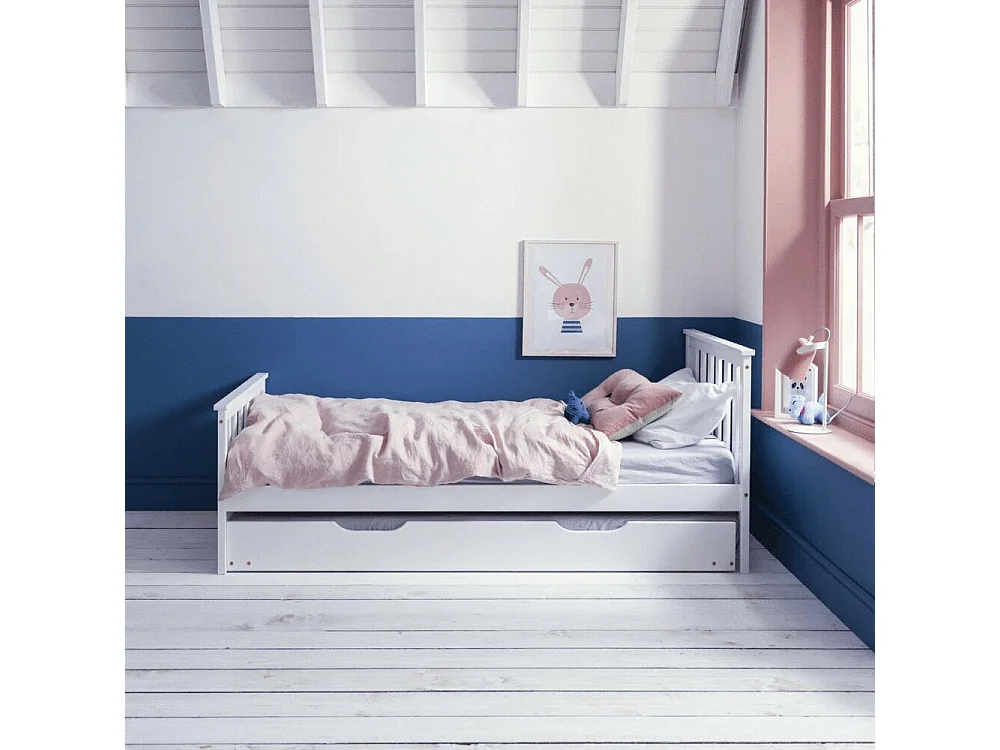 Noa & Nani Dorset Single Bed with Pull Out Spacesaver Trundle in White