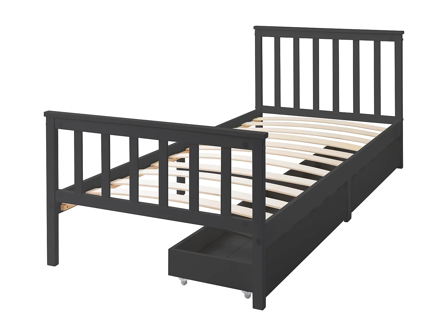 Noa & Nani Otis Single Bed 3ft Frame with 2 Storage Drawers in Anthracite