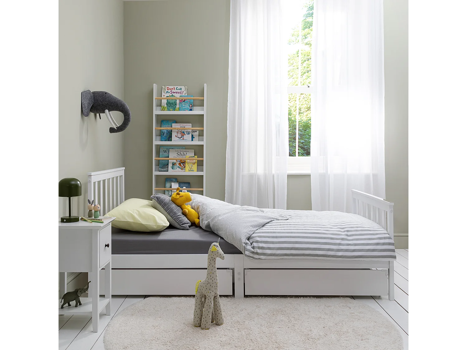 Noa & Nani Otis Single Bed 3ft Frame with 2 Storage Drawers in White