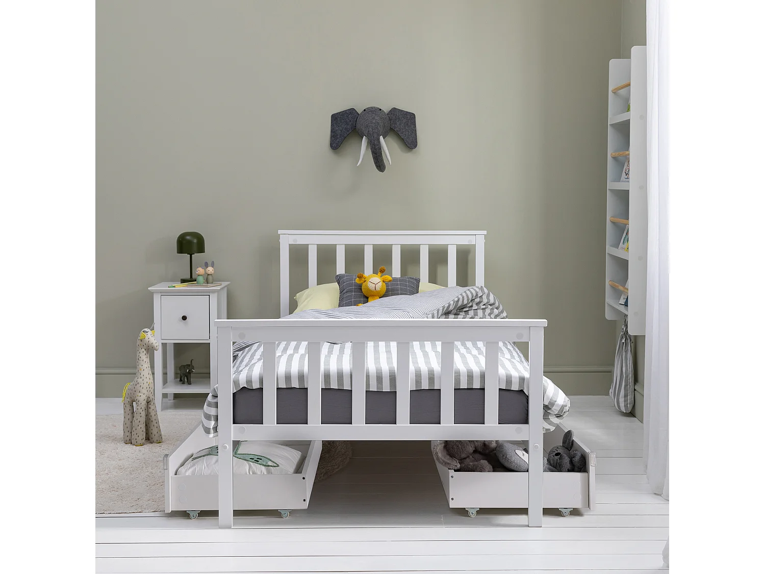 Noa & Nani Otis Single Bed 3ft Frame with 2 Storage Drawers in White