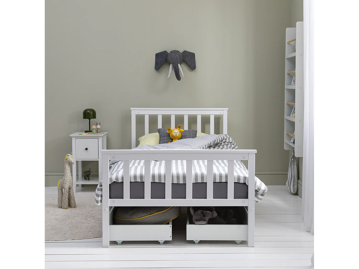Noa & Nani Otis Single Bed 3ft Frame with 2 Storage Drawers in White