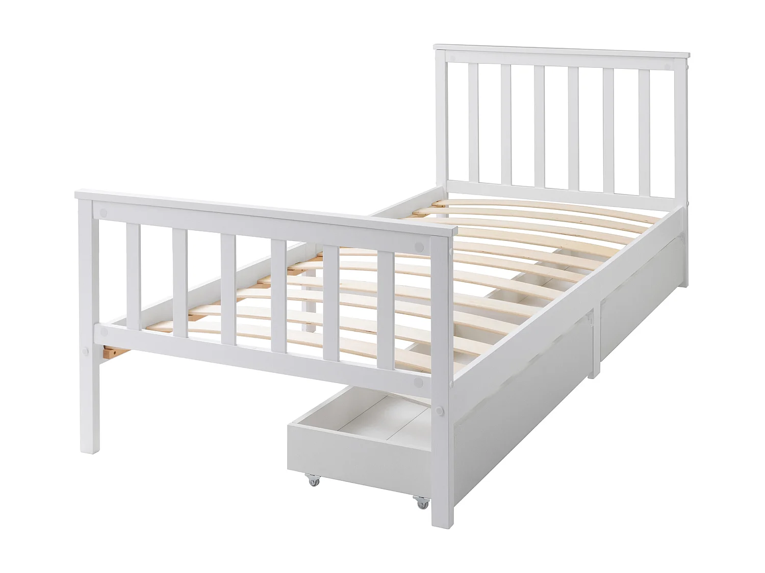 Noa & Nani Otis Single Bed 3ft Frame with 2 Storage Drawers in White