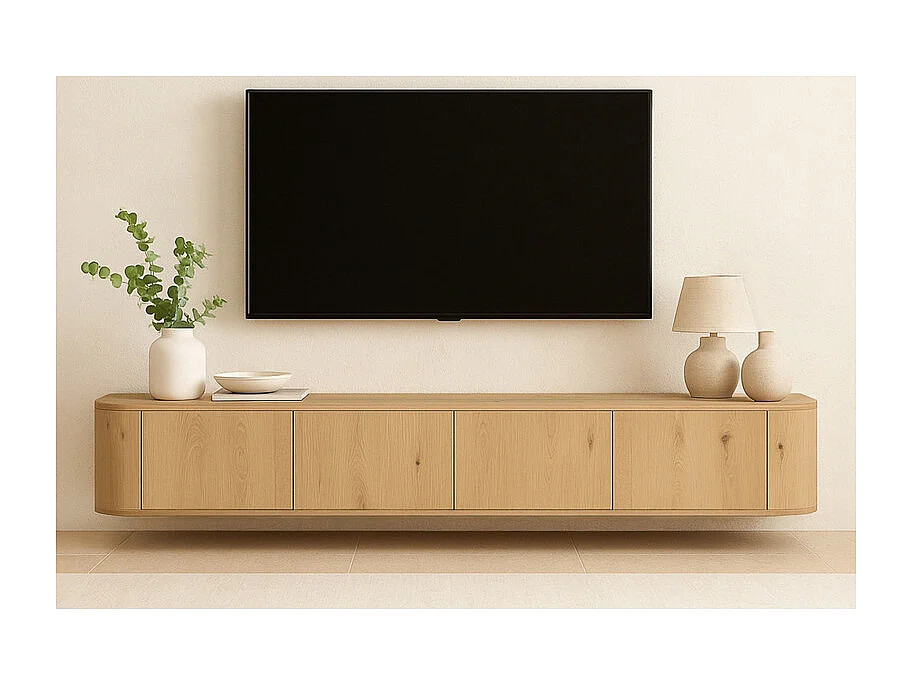 TIAGO-Mueble TV mural 220 cm Roble Expresso