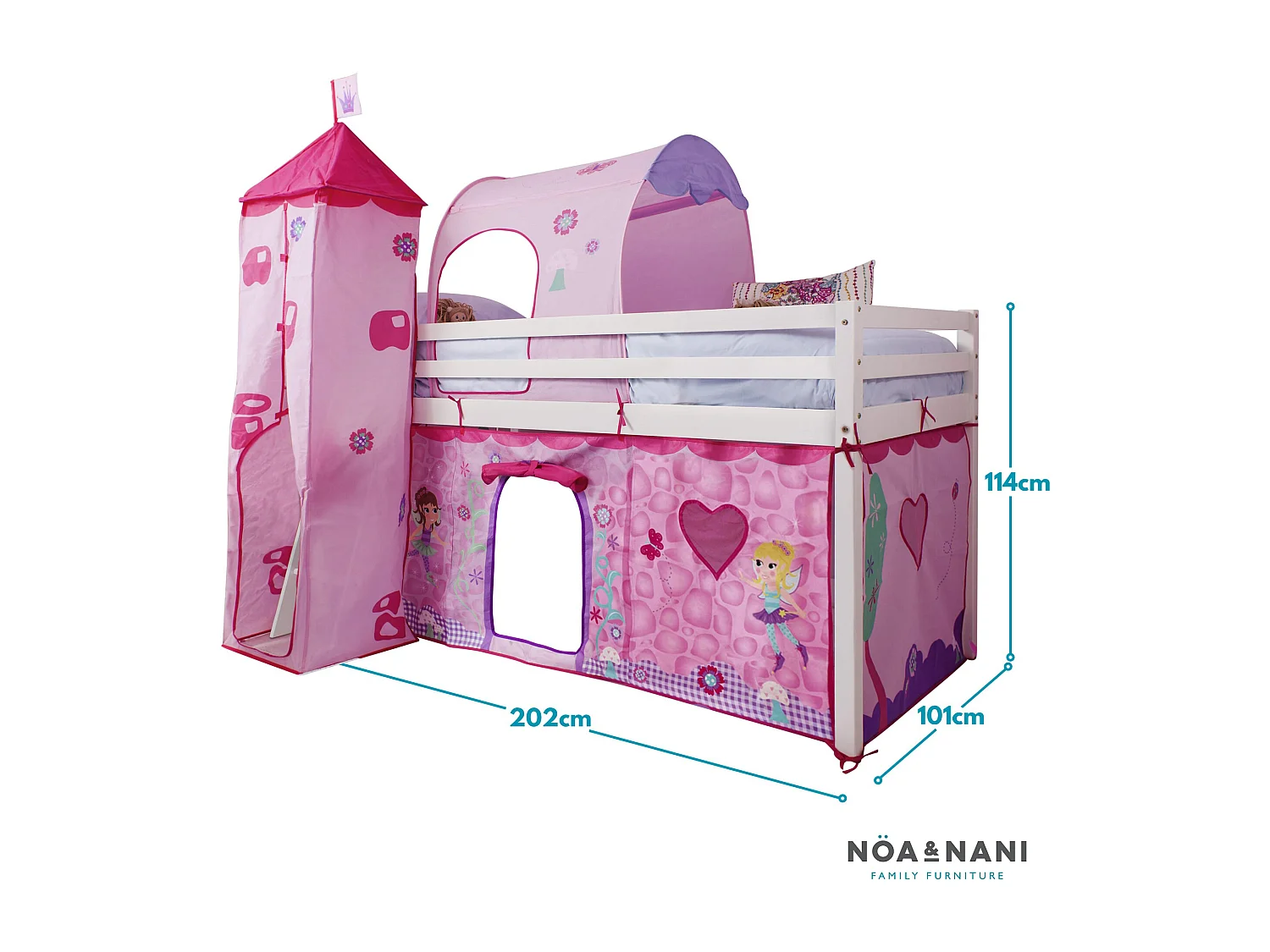 Noa & Nani Moro Cabin Bed Midsleeper with Fairies Package in White