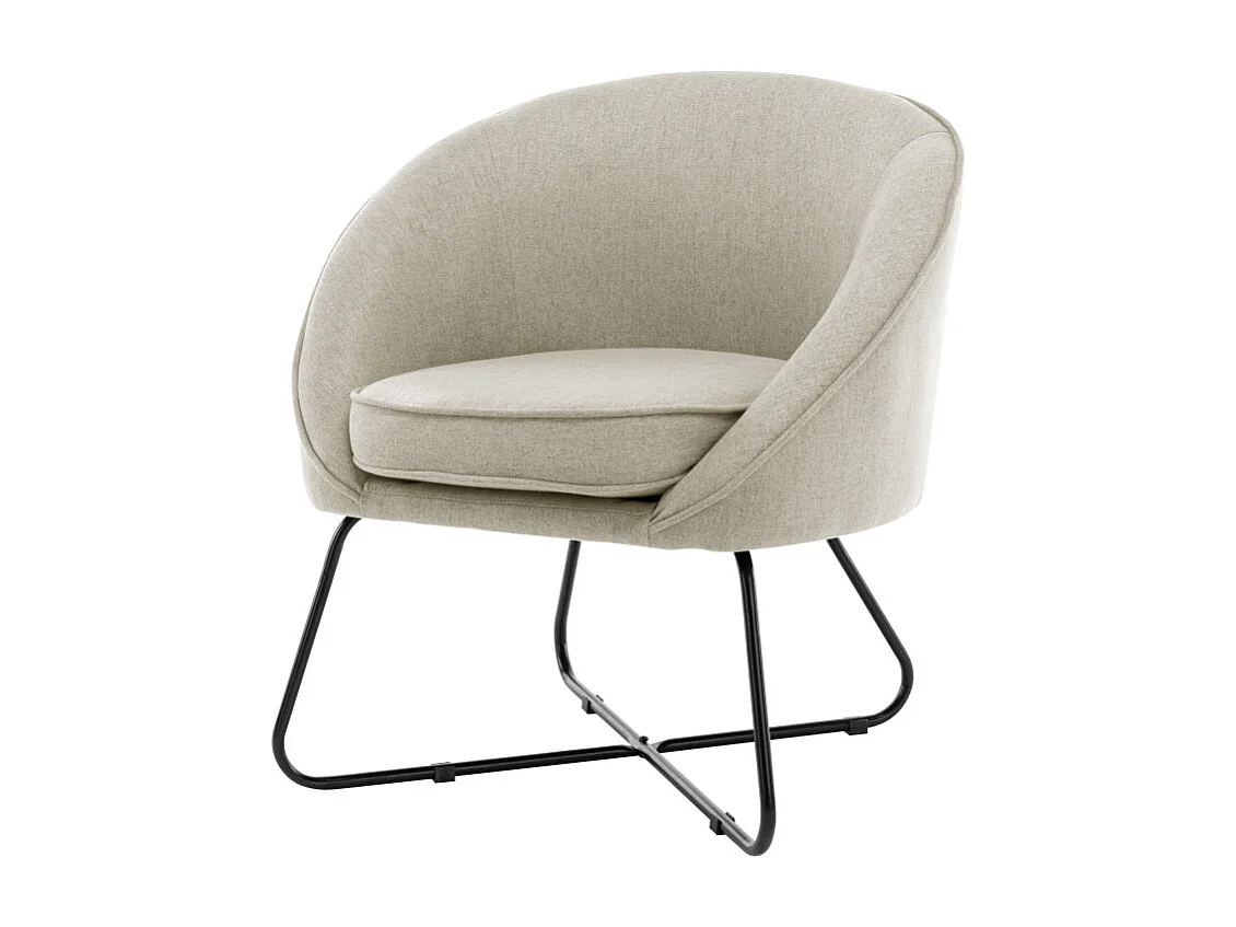 JONAS-Poltrona in tessuto Colore Lino e metallo nero