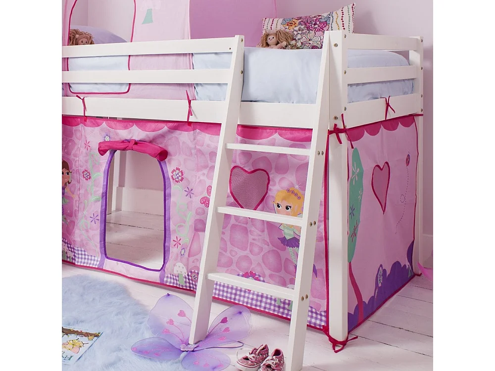 Noa & Nani Moro Cabin Bed Midsleeper with Slide & Fairies Package in White