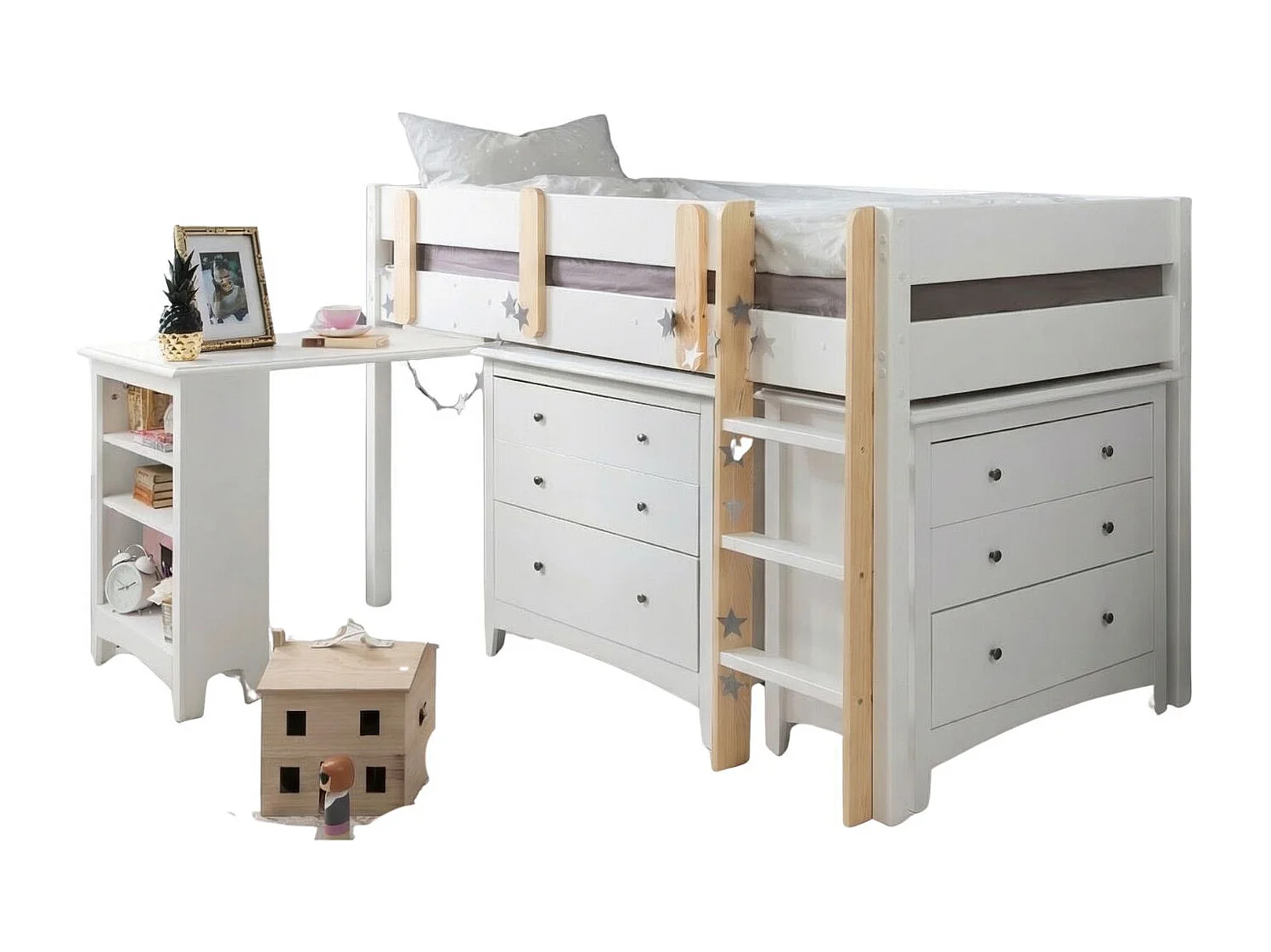 Noa & Nani Una Sleepstation with 2 Chest of Drawers & Desk in White