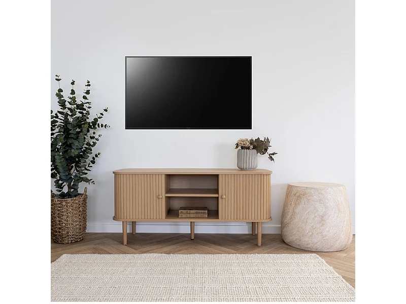 PERLE-Mobile porta TV con finitura in legno naturale 113 cm
