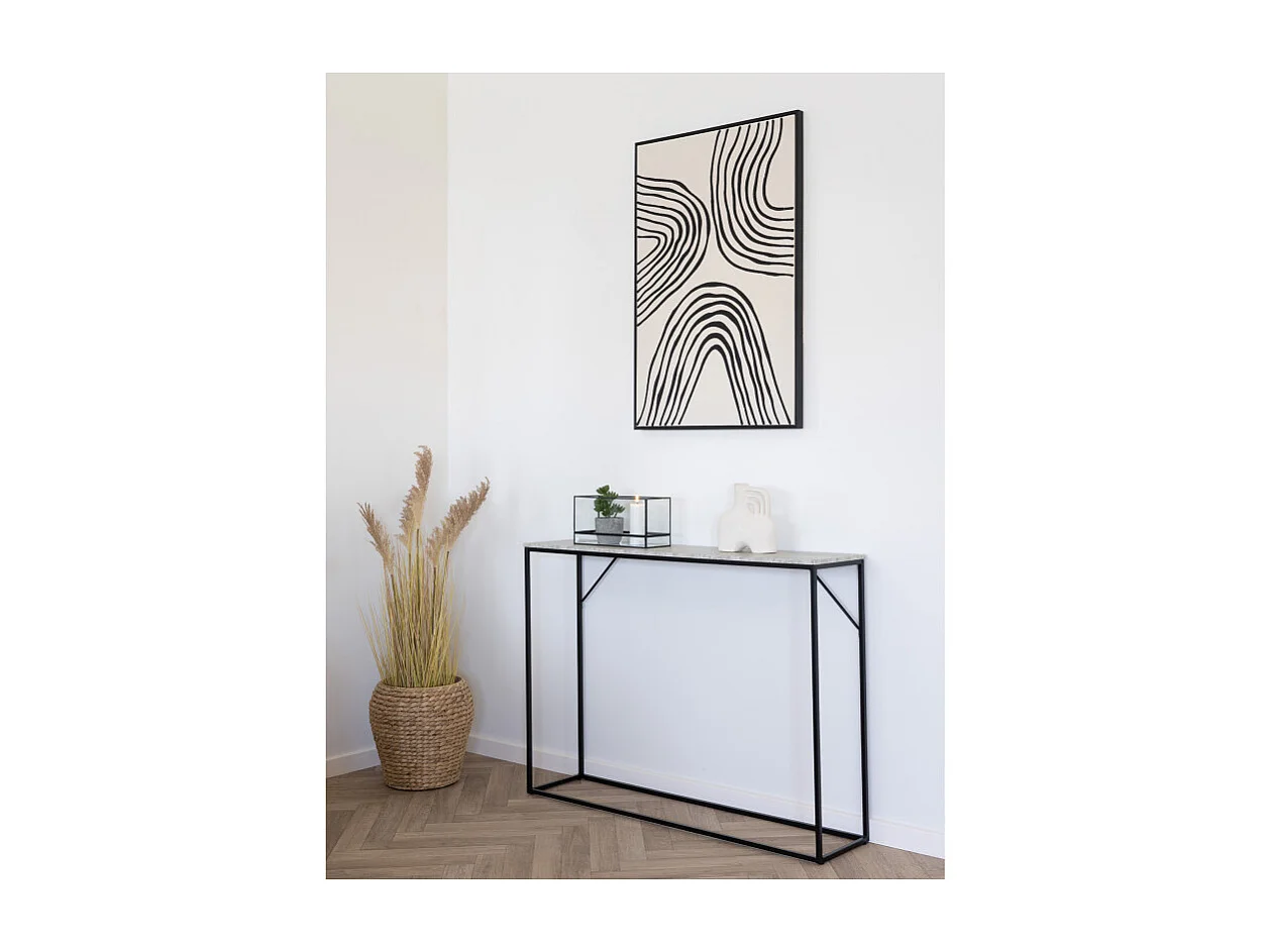CHIC-Console décor travertin et métal 110x80 cm