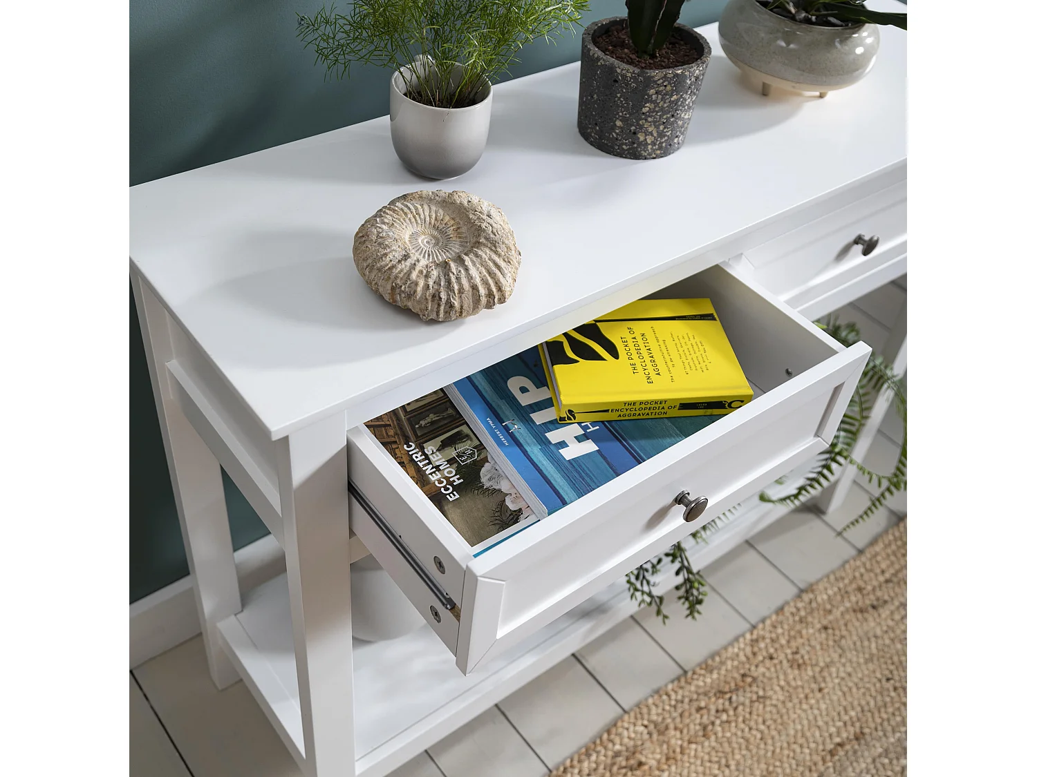 Noa & Nani Karlstad Console Hallway Table with 2 Drawers in White