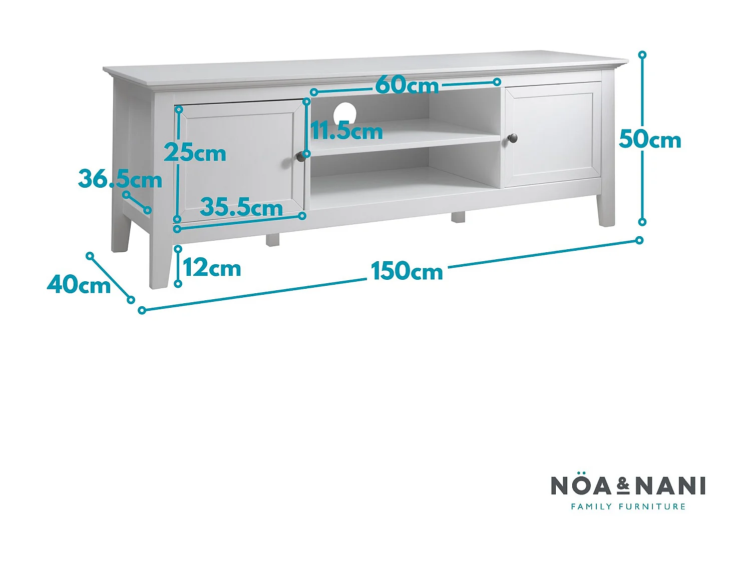 Noa & Nani Karlstad TV Unit with Cupboards in White