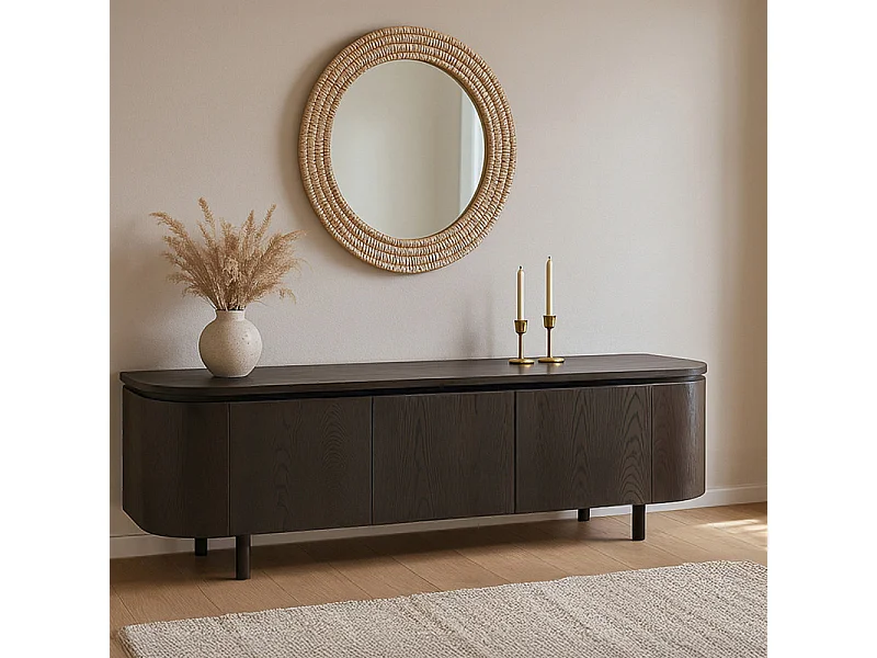 ROVERI-Meuble TV 170 cm Chêne Expresso