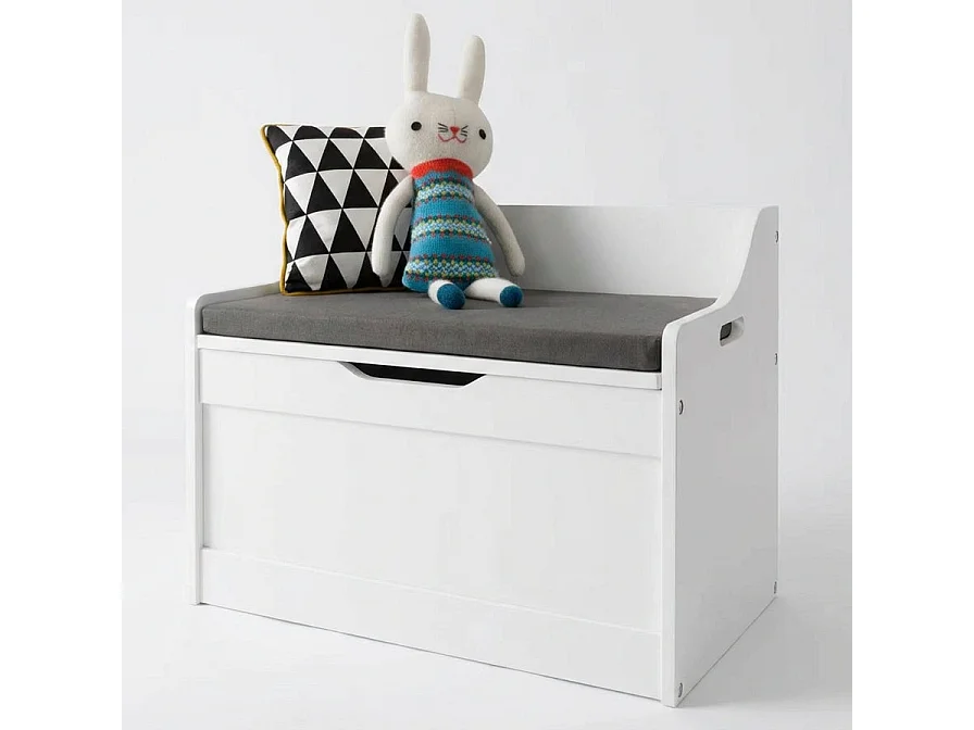 Noa & Nani Lola Kids Toy Storage Box with Padded Seat Cushion - Wooden Chest with Soft-Close Safety Lid