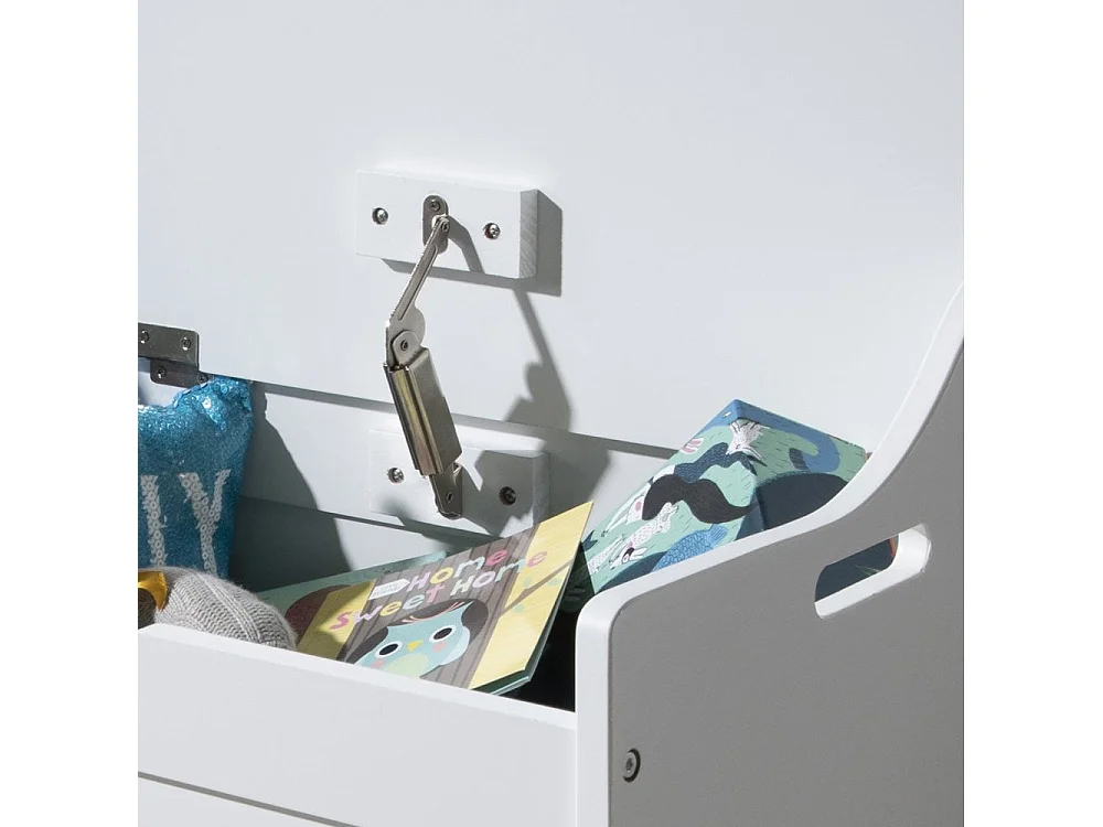 Noa & Nani Lola Kids Toy Storage Box with Padded Seat Cushion - Wooden Chest with Soft-Close Safety Lid