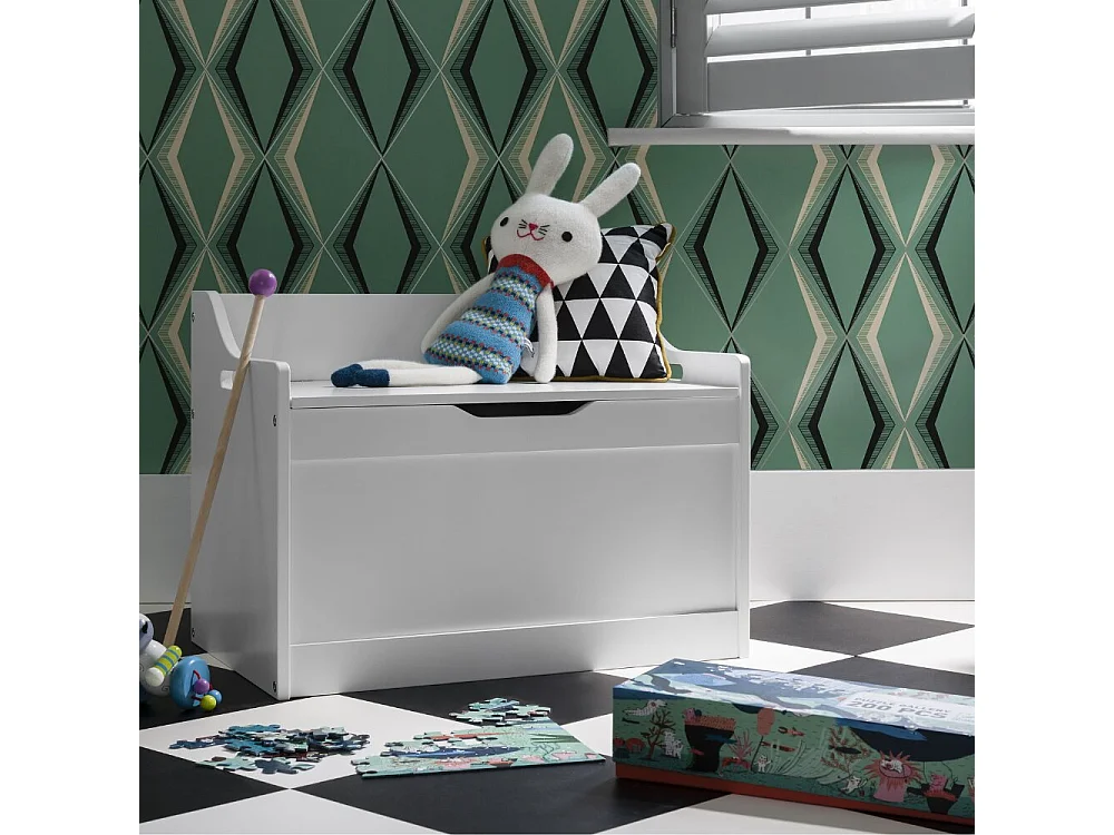 Noa & Nani Lola Kids Toy Storage Box with Padded Seat Cushion - Wooden Chest with Soft-Close Safety Lid