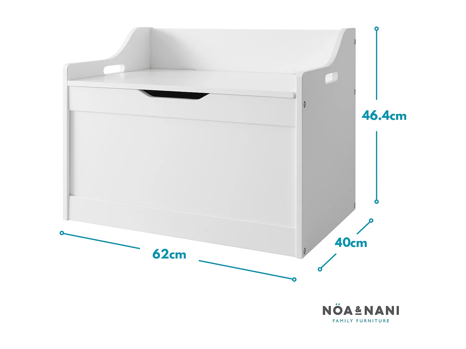 Noa & Nani Lola Kids Toy Storage Box with Padded Seat Cushion - Wooden Chest with Soft-Close Safety Lid