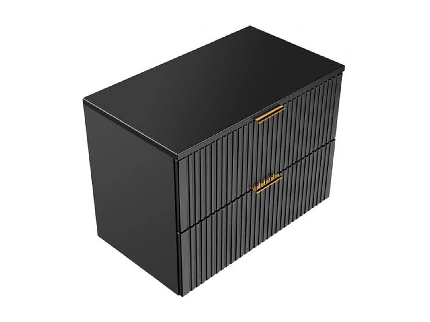 Bathroom Vanity Unit Black Wall Hung 800mm Cabinet with Worktop Countertop Ribbed Fluted Drawer Adel
