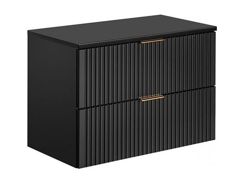 Bathroom Vanity Unit Black Wall Hung 800mm Cabinet with Worktop ...