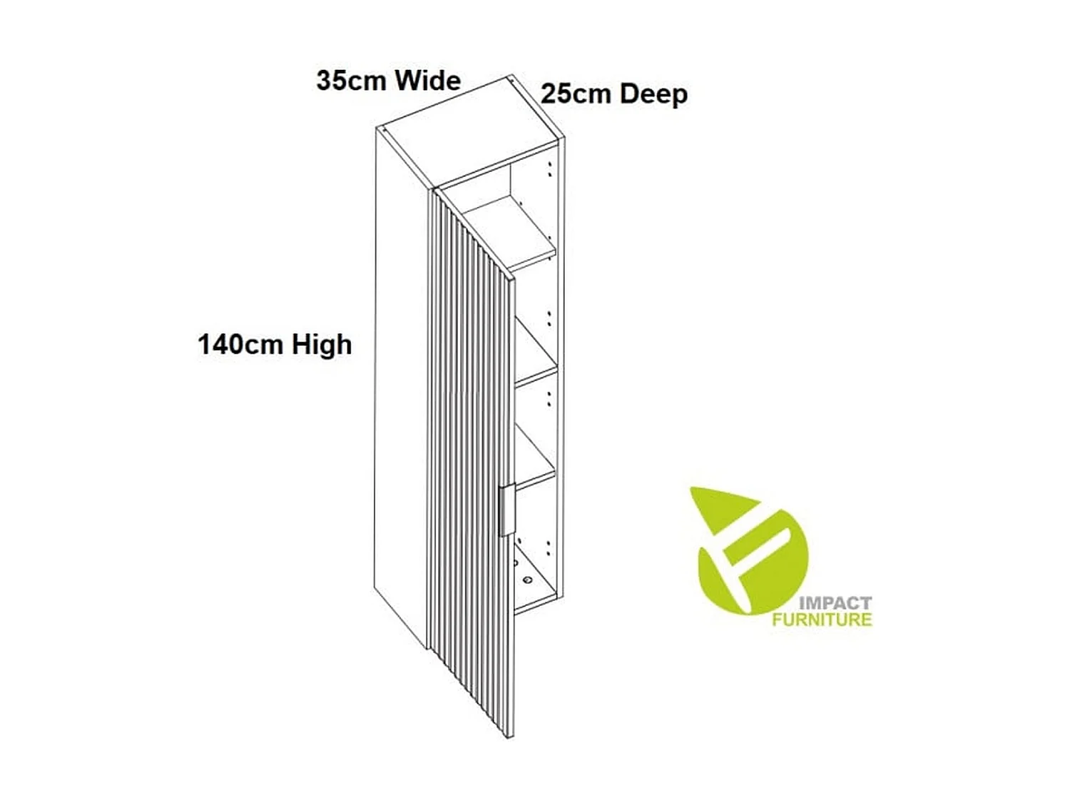Tall Bathroom Cabinet Wall Cupboard Slim Storage Unit Black Ribbed Fluted Tallboy Floating Furniture Adel
