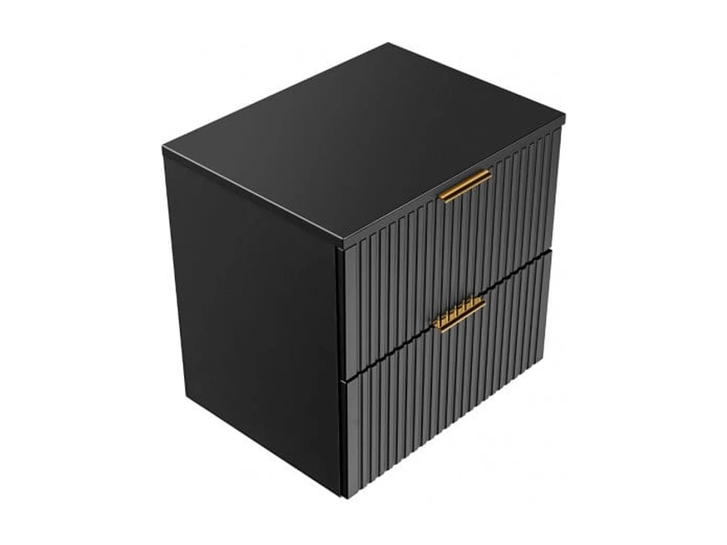 Bathroom Vanity Unit 600mm Countertop Ribbed Fluted Black Modern Wall Hung Cabinet with Drawers Adel