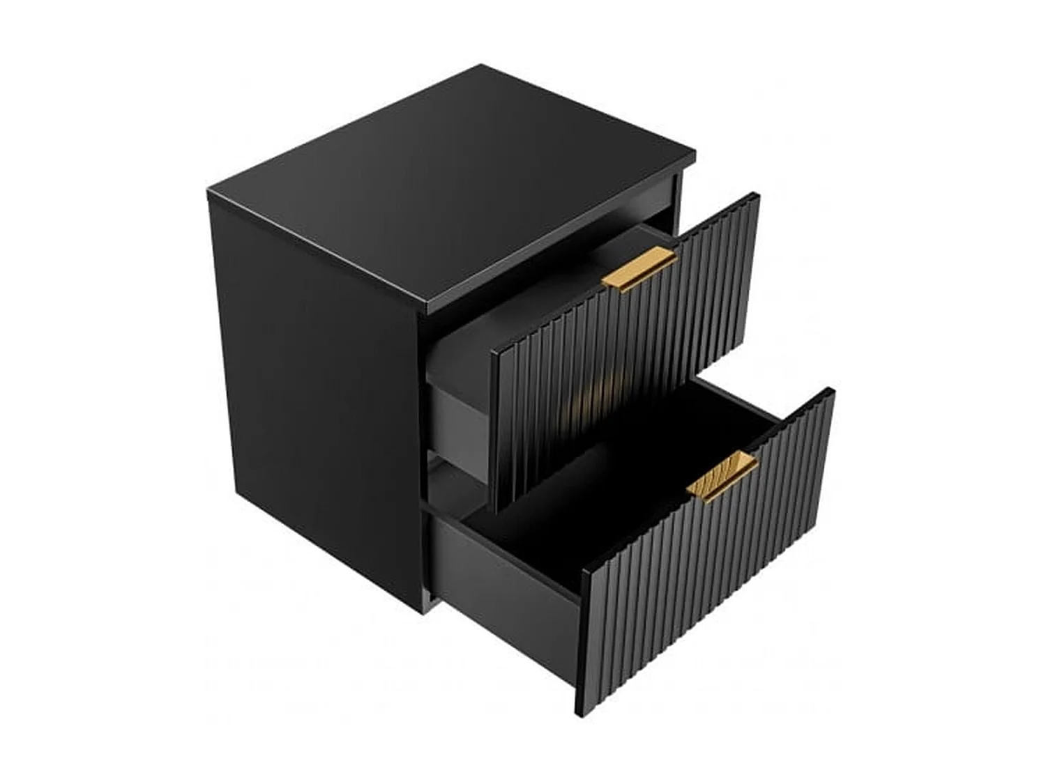 Bathroom Vanity Unit 600mm Countertop Ribbed Fluted Black Modern Wall Hung Cabinet with Drawers Adel