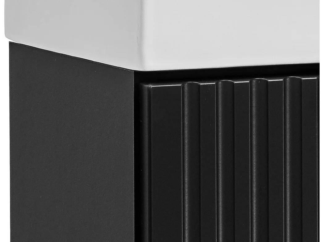 Cloakroom Vanity Unit with Small Sink Slimline Black Wall Hung Fluted 400mm Narrow Bathroom Cabinet Adel